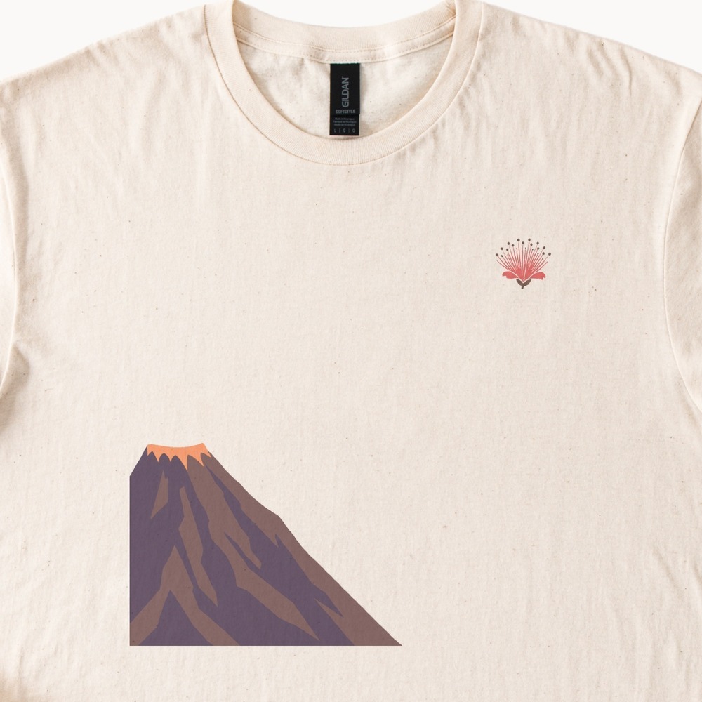 Volcano Glowing Above a Lone Tropical Bloom Tee